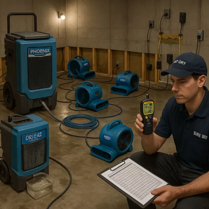Structural Drying and Dehumidification process in Williamsville, IL